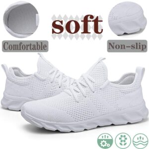 Damyuan Mens Lightweight Athletic Running Walking Gym Shoes Casual Sports Shoes Fashion Sneakers Walking Shoes White,8.5