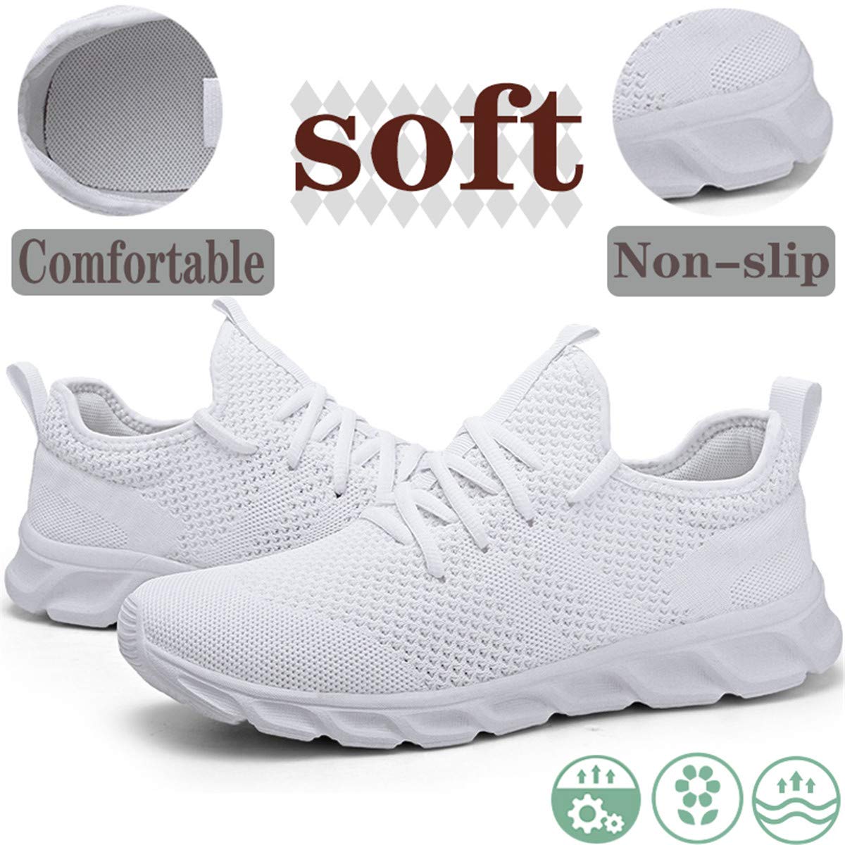 Damyuan Mens Lightweight Athletic Running Walking Gym Shoes Casual Sports Shoes Fashion Sneakers Walking Shoes White,8.5