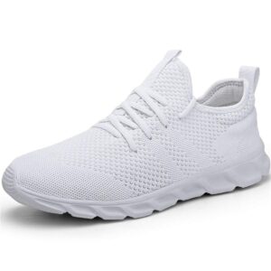 Damyuan Mens Lightweight Athletic Running Walking Gym Shoes Casual Sports Shoes Fashion Sneakers Walking Shoes White,8.5