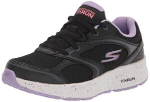 skechers women's go run consistent-vivid horizon sneaker, black/lavender, 7