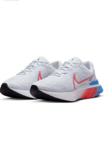 nike react infinity run flyknit 3 women's road running shoes (us_footwear_size_system, adult, women, numeric, medium, numeric_9) grey/red/blue