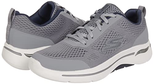 Skechers Men's Gowalk Arch Fit-Athletic Workout Walking Shoe with Air Cooled Foam Sneaker, Grey/Navy, 12