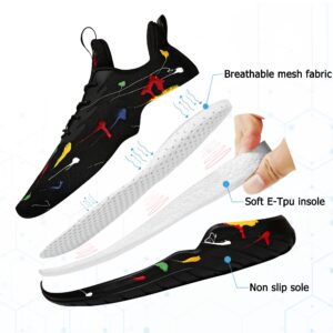 Soulsfeng Mens Running Shoes Lightweight Breathable Fashion Stylish Sports Workout Gym Tennis Walking Black Sneakers for Men Size 11 US