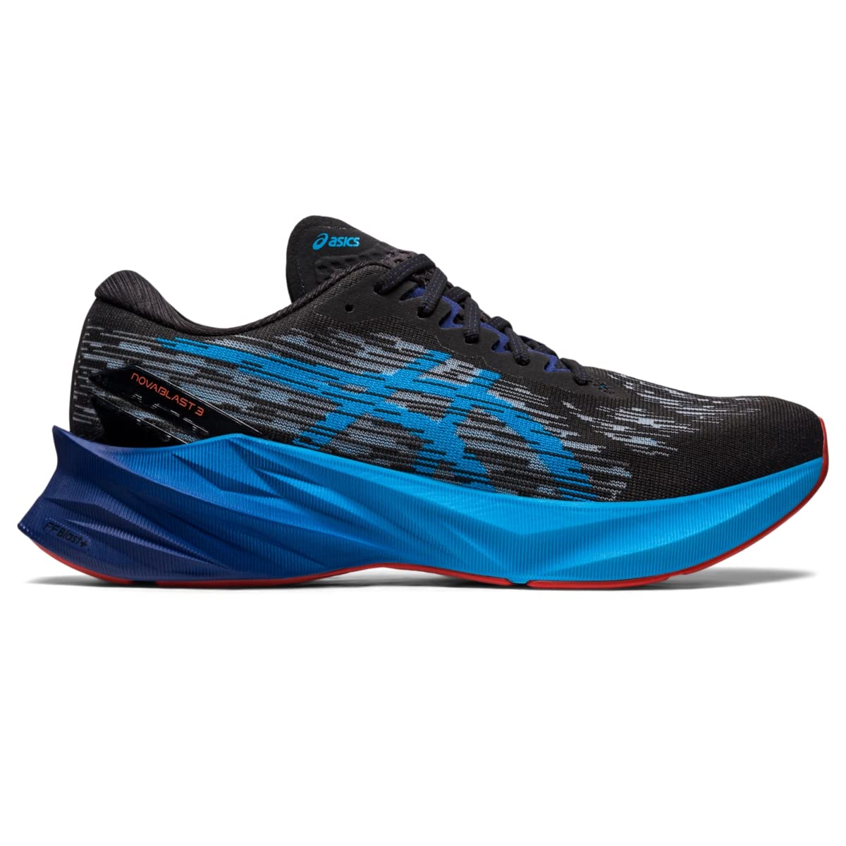 ASICS Men's NOVABLAST 3 Running Shoes, 12, BLACK/ISLAND BLUE