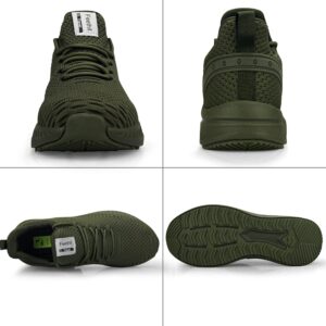 Feethit Mens Slip On Walking Shoes Blade Workout Shoes Breathable Tennis Sneakers Olive Green Size 10.5