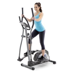 marcy magnetic elliptical trainer cardio workout machine with transport wheels ns-40501e