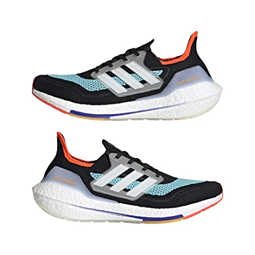 adidas Men's Ultraboost-21 Trail Running Shoe, Black/White/Aqua, 9