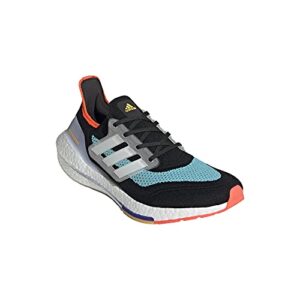 adidas Men's Ultraboost-21 Trail Running Shoe, Black/White/Aqua, 9