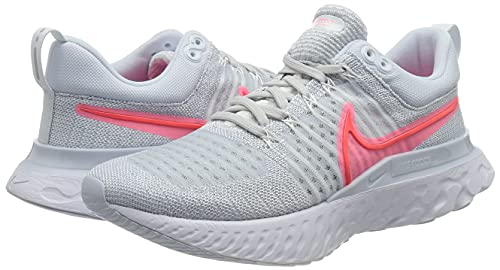 Nike React Infinity Run Flyknit Women's Running Shoe,Pure Platinum/Sunset Pulse/Football Grey/Bright Crimson, 8.5 M