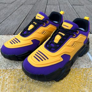 DAVESHOES Mens Wide Shoes for Walking Mamba 24 Luxury Sneakers with Latex Insoles Yellow and Black Platform Shoes Hiptop Running Sport Shoes Male