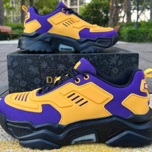 DAVESHOES Mens Wide Shoes for Walking Mamba 24 Luxury Sneakers with Latex Insoles Yellow and Black Platform Shoes Hiptop Running Sport Shoes Male