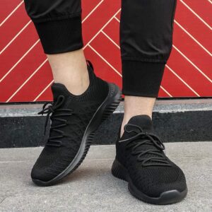 Feethit Mens Slip On Walking Shoes Lightweight Breathable Non Slip Running Shoes Comfortable Fashion Sneakers for Men Black Size 8