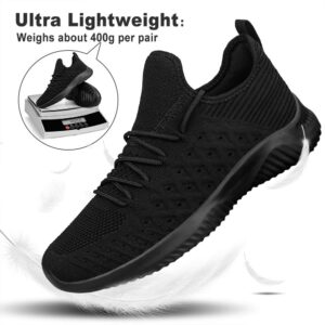 Feethit Mens Slip On Walking Shoes Lightweight Breathable Non Slip Running Shoes Comfortable Fashion Sneakers for Men Black Size 8