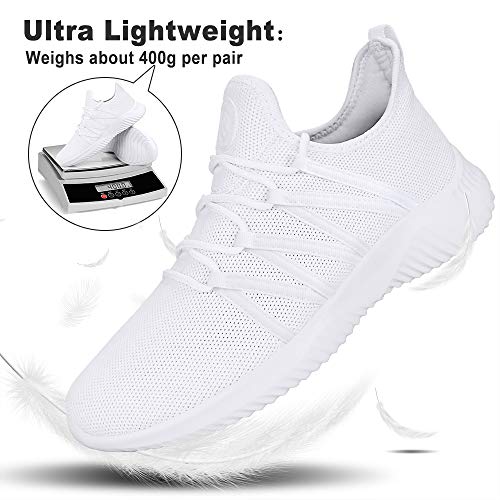 Feethit Mens Slip On Running Shoes Breathable Lightweight Comfortable Fashion Non Slip Sneakers for Men, White Cs05 White Size 7.5