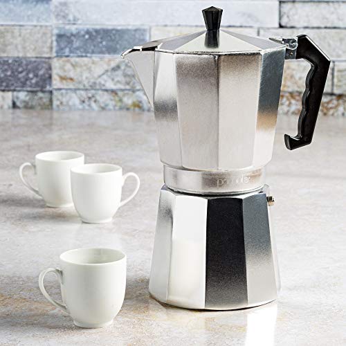 Primula Classic Stovetop Espresso and Coffee Maker, Moka Pot for Italian and Cuban Café Brewing, Greca Coffee Maker, Cafeteras, 12 Espresso Cups, Silver