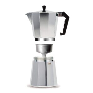 Primula Classic Stovetop Espresso and Coffee Maker, Moka Pot for Italian and Cuban Café Brewing, Greca Coffee Maker, Cafeteras, 12 Espresso Cups, Silver