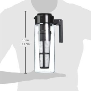 Takeya Patented Deluxe Cold Brew Coffee Maker with Black Lid Airtight Pitcher, 2 Quart, Black