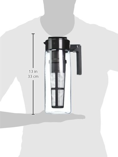 Takeya Patented Deluxe Cold Brew Coffee Maker with Black Lid Airtight Pitcher, 2 Quart, Black