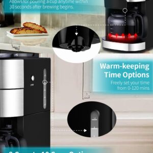 Gevi 10-Cup Coffee Maker with Grinder, Programmable Grind & Brew, 1.5L Water Reservoir, Keep Warm Plate Coffee Machine and Burr Grinder Combo