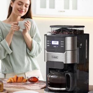 Gevi 10-Cup Coffee Maker with Grinder, Programmable Grind & Brew, 1.5L Water Reservoir, Keep Warm Plate Coffee Machine and Burr Grinder Combo