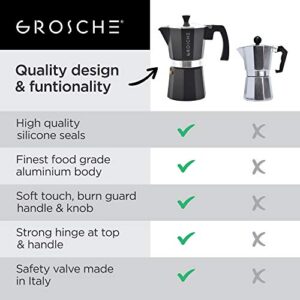 GROSCHE Charcoal Milano Stovetop Espresso Maker, 6 cup