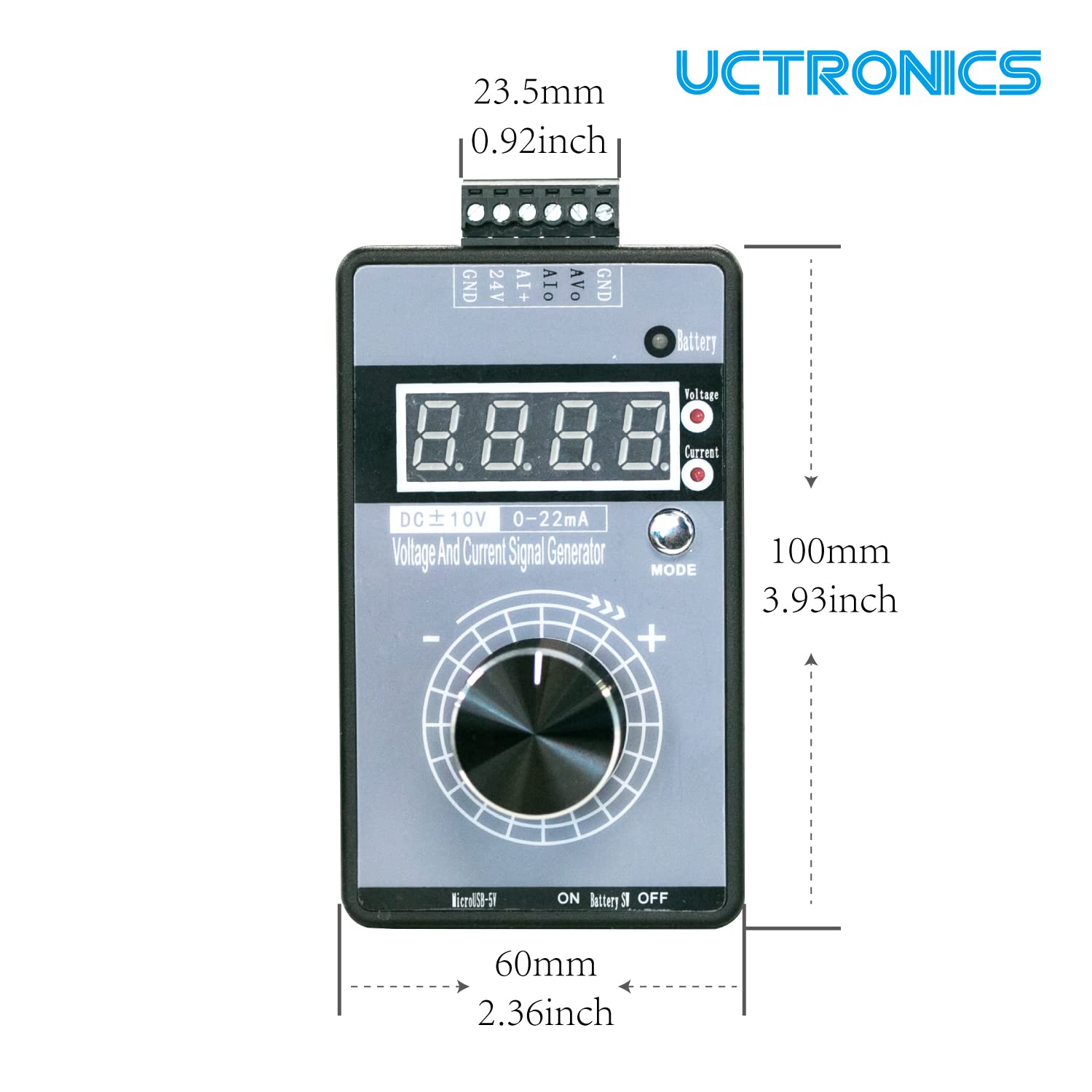 UCTRONICS DC ±10V 0/4-20mA Current Voltage Signal Generator, USB Power Supply Interface Analog Simulator for PLC and Panel Debugging, Device Testing, Frequency Converter, Flow Valve