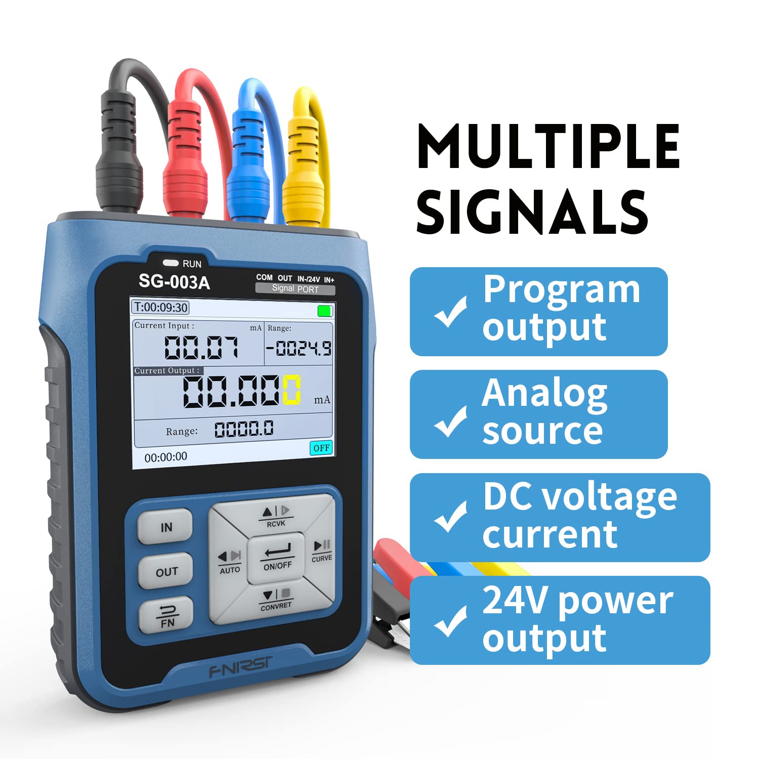 FNIRSI SG-003A Signal Generator - 0-24mA 0-24V Current Voltage Adjustable Analog Simulator, Preset Value, Real-time Curve, Historical Record, Multiple Signal Programmable Function Generator