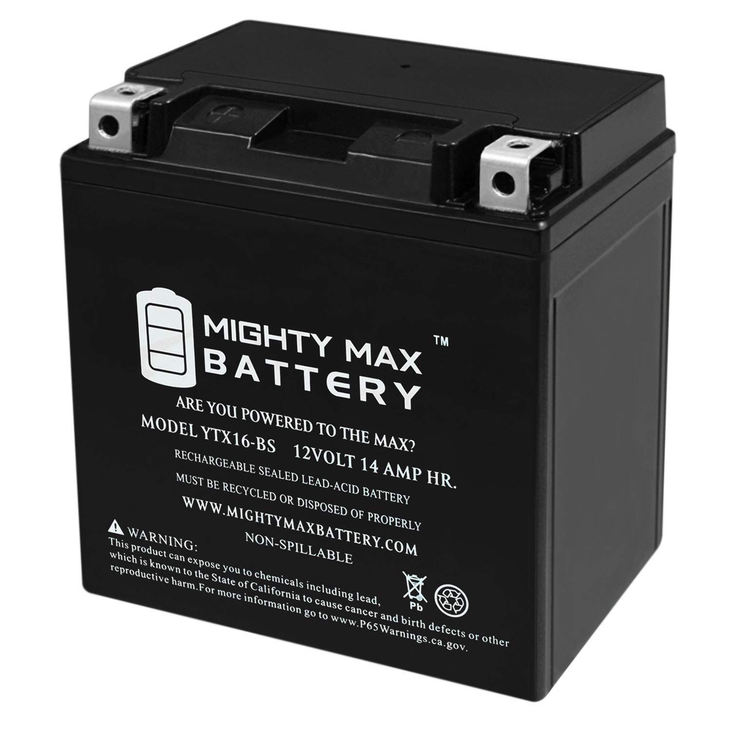 Mighty Max Battery YTX16-BS -12 Volt 14 AH, 230 CCA, Rechargeable Maintenance Free SLA AGM Motorcycle Battery