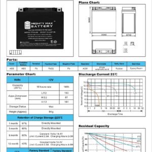 Mighty Max Battery YTX16-BS -12 Volt 14 AH, 230 CCA, Rechargeable Maintenance Free SLA AGM Motorcycle Battery