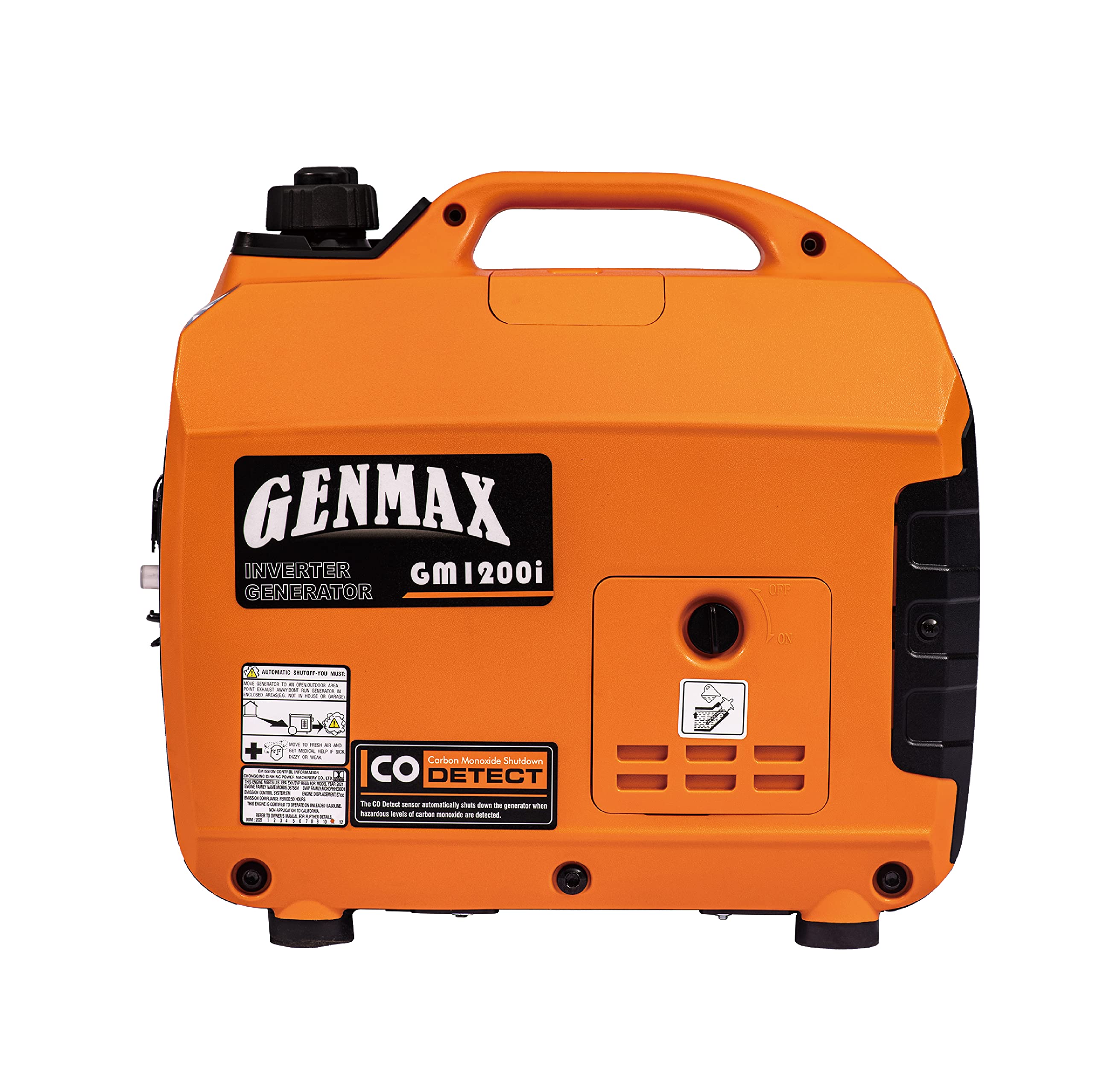 GENMAX Portable Generator，1200W Ultra-Quiet Gas Engine, EPA Compliant, Eco-Mode Feature, Ultra Lightweight for Backup Home Use & Camping (GM1200i)