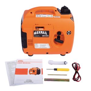 GENMAX Portable Generator，1200W Ultra-Quiet Gas Engine, EPA Compliant, Eco-Mode Feature, Ultra Lightweight for Backup Home Use & Camping (GM1200i)