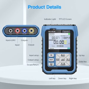 Riiai Upgraded 4-20mA 0-24V Current Signal Generator, Current Voltage Adjustable Analog Simulator, Real-time Curve, Multiple Signal Types, 3000mAh USB Rechargeable, Preset Value, for PLC Testing