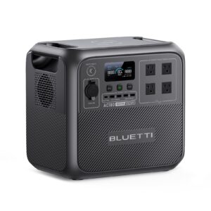 bluetti portable power station ac180, 1152wh lifepo4 battery backup w/ 4 1800w (2700w peak) ac outlets, 0-80% in 45 min., solar generator for camping, off-grid, power outage