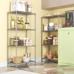 SINGAYE 4 Shelves Adjustable Storage Shelf Wire shelving Storage Rack 520lbs Loading Capacity Standing Shelf Units,23.2" W x 13.4" D x 47.2" H for Kitchen Office Pantry Room,Silver