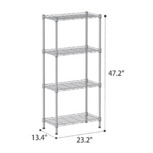 SINGAYE 4 Shelves Adjustable Storage Shelf Wire shelving Storage Rack 520lbs Loading Capacity Standing Shelf Units,23.2" W x 13.4" D x 47.2" H for Kitchen Office Pantry Room,Silver