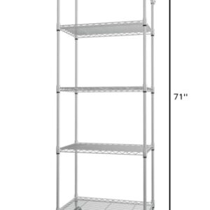 Devo Storage Shelf Metal Storage Shelves with Wheels, Stainless Steel Standing Shelf for for Kitchen, Laundry room, (24" * 14" * 71", Silver)