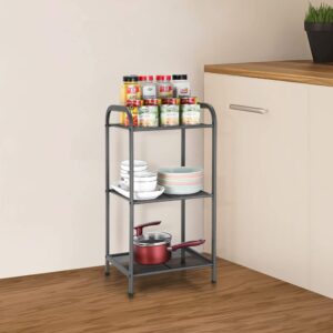 MAX Houser Storage Rack with Shelf,Industrial Style Extendable Plant Stand, Standing Shelf Units for Kitchen, Bathroom, Office,Living Room, Balcony, Kitchen (Charcoal Gray, 3 Tier)