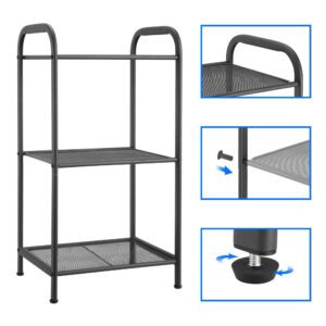 MAX Houser Storage Rack with Shelf,Industrial Style Extendable Plant Stand, Standing Shelf Units for Kitchen, Bathroom, Office,Living Room, Balcony, Kitchen (Charcoal Gray, 3 Tier)