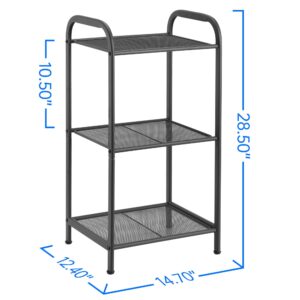 MAX Houser Storage Rack with Shelf,Industrial Style Extendable Plant Stand, Standing Shelf Units for Kitchen, Bathroom, Office,Living Room, Balcony, Kitchen (Charcoal Gray, 3 Tier)