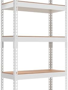 HOMEDANT 5 Tier Laminated White Metal Shelving Unit Adjustable Garage Storage Utility Rack Heavy Duty Shelves Organization Multipurpose Shelf Warehouse Basement Pantry 28" W x 12.3" D x 59.5" H 1Pack