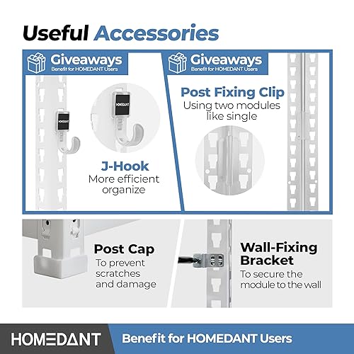 HOMEDANT 5 Tier Laminated White Metal Shelving Unit Adjustable Garage Storage Utility Rack Heavy Duty Shelves Organization Multipurpose Shelf Warehouse Basement Pantry 28" W x 12.3" D x 59.5" H 1Pack