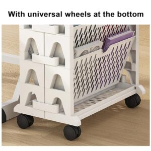 PINNKL Mobile Bookshelf on Wheels, 5 Tier Multi-Functional Movable Storage Book Shelves Rolling Utility Cart with Lockable Casters for Kids, Students, Teachers and Adult