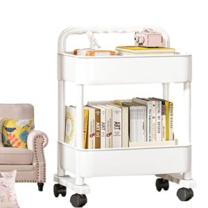 Movable Bookshelf Cart, Movable Storage Book Shelves, Movable Book Rack, Compact Bookshelf on Wheels, Reusable Rolling Storage Cart Movable Bookshelf for Kitchen, Bedroom, Living Room & Laundry Room