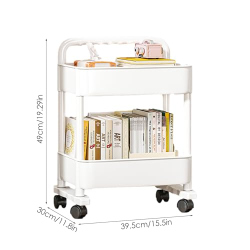 Movable Bookshelf Cart, Movable Storage Book Shelves, Movable Book Rack, Compact Bookshelf on Wheels, Reusable Rolling Storage Cart Movable Bookshelf for Kitchen, Bedroom, Living Room & Laundry Room