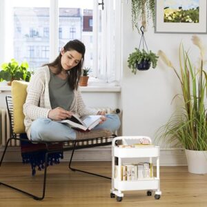 Movable Bookshelf Cart, Movable Storage Book Shelves, Movable Book Rack, Compact Bookshelf on Wheels, Reusable Rolling Storage Cart Movable Bookshelf for Kitchen, Bedroom, Living Room & Laundry Room