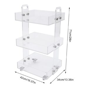 MuChaIOAK 3-Tier Acrylic Utility Rolling Cart On Wheels, Multifunction Storage Cart, Mobile Storage Organizer Shelving, Utility Carts Shelf Rack for Kitchen Bathroom Laundry Room Narrow Places, White