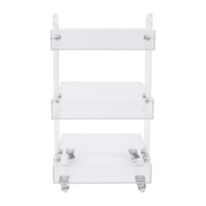 MuChaIOAK 3-Tier Acrylic Utility Rolling Cart On Wheels, Multifunction Storage Cart, Mobile Storage Organizer Shelving, Utility Carts Shelf Rack for Kitchen Bathroom Laundry Room Narrow Places, White