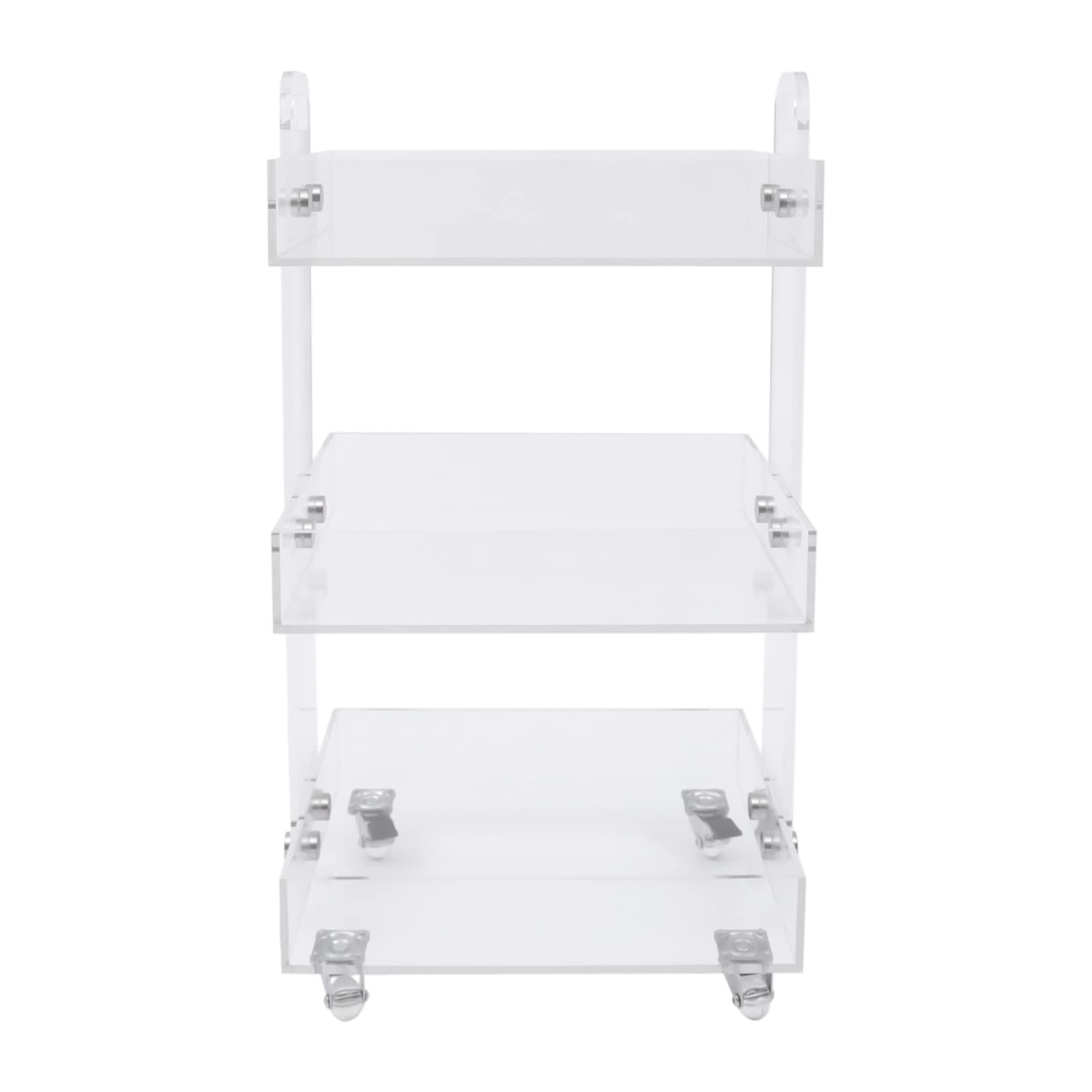 MuChaIOAK 3-Tier Acrylic Utility Rolling Cart On Wheels, Multifunction Storage Cart, Mobile Storage Organizer Shelving, Utility Carts Shelf Rack for Kitchen Bathroom Laundry Room Narrow Places, White