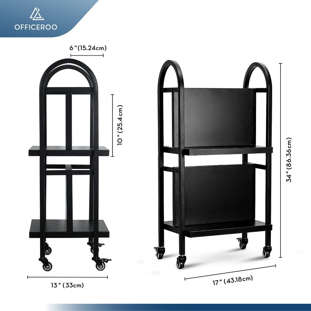 Rolling Library Book Cart – 34 Inches Tall, 100LBS Capacity Double Sided for Easy Organization - Sturdy, and Versatile Office Book Cart with 4 Lockable Wheels