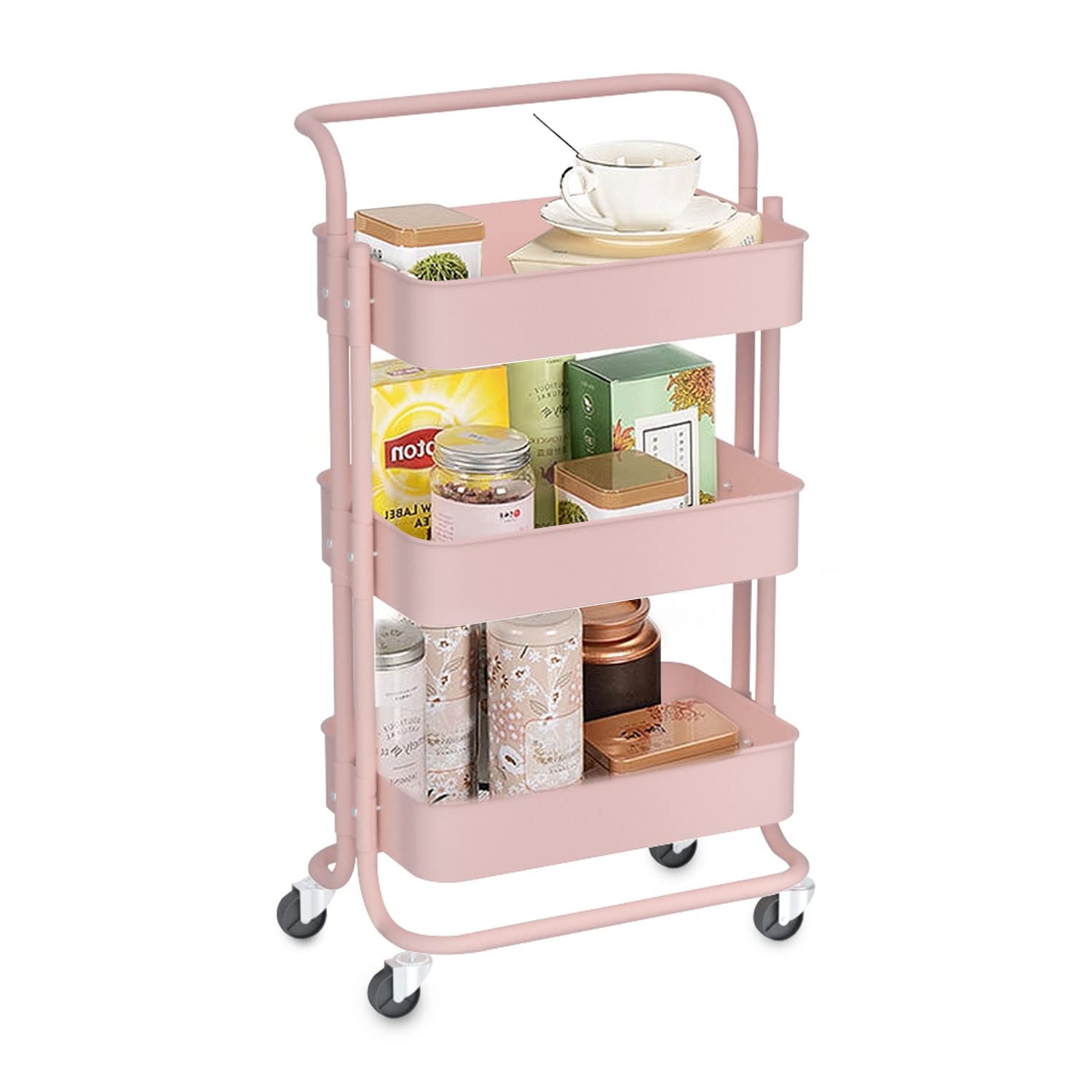 Cart, Utility Cart, 3 Tier Rolling Cart, Storage Cart, Utility Carts with Wheels, Book Cart, Craft Cart, Lash Cart, Nail Cart, Rolling Storage Cart, Pink Rolling Cart Organizer, Art Cart, Diaper Cart